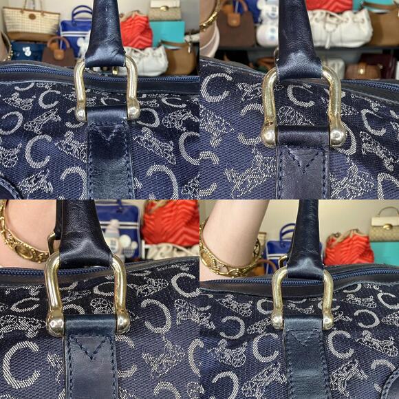 Celine Woven Jacquard Boston Style Navy bag with COA - Picture 9 of 9